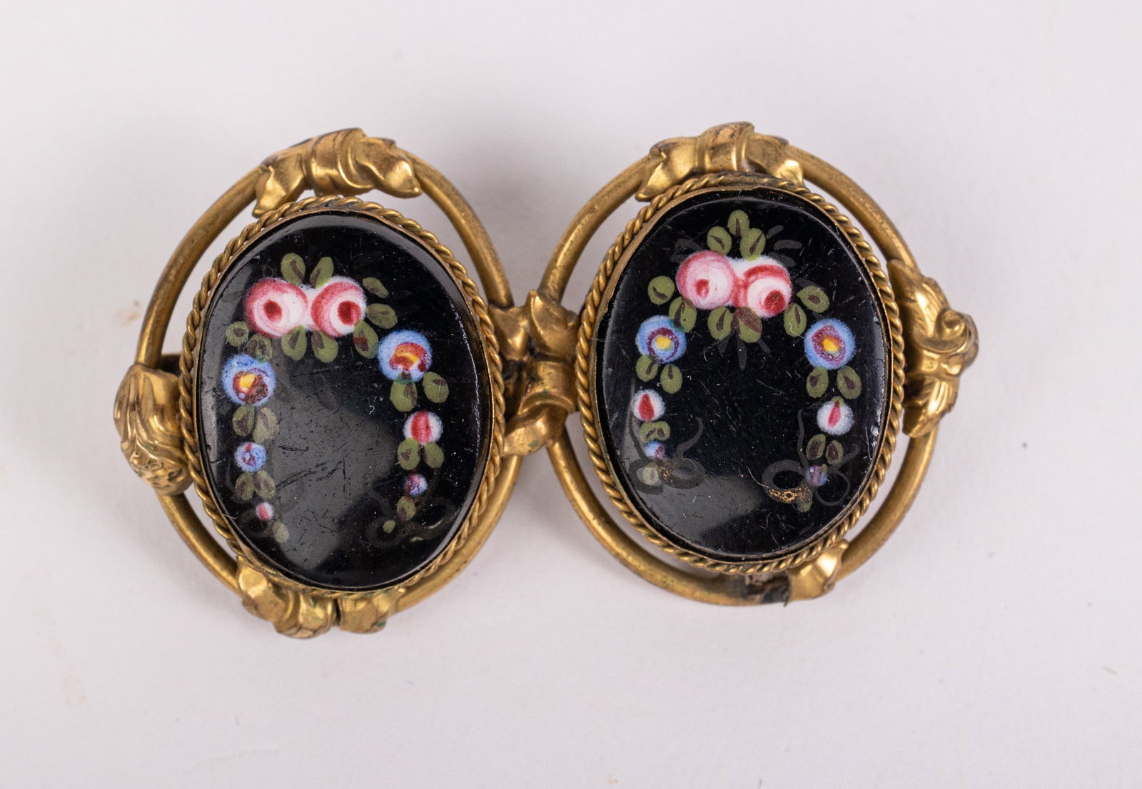 Antique Micro-Floral Motif Double Oval Brooch - 3