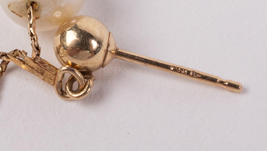 (2) Pairs of 14KY Gold and Pearl Earrings w/ 2 Backs - 3