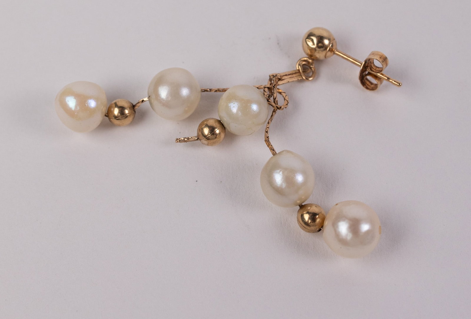 (2) Pairs of 14KY Gold and Pearl Earrings w/ 2 Backs - 4