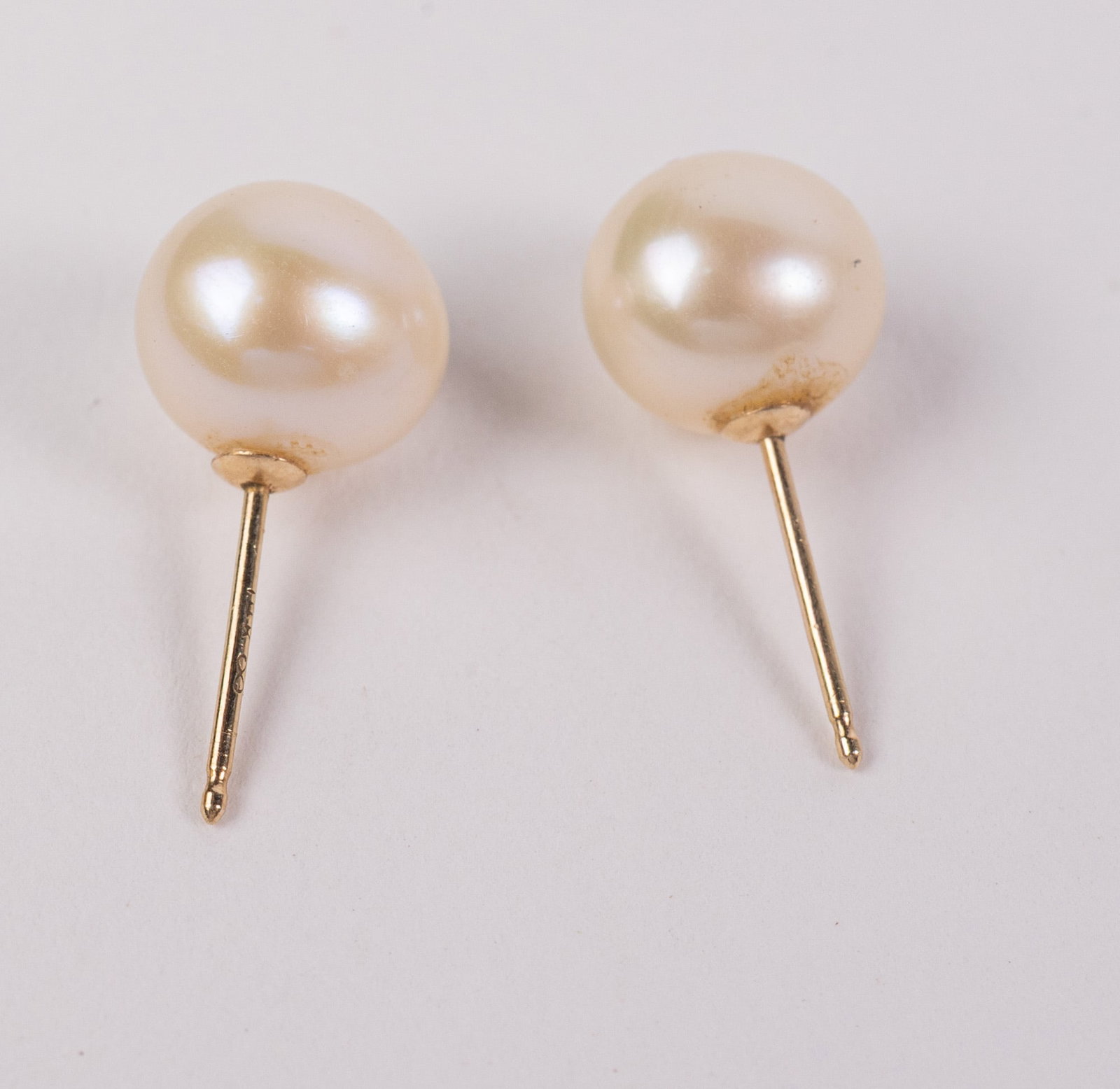 (2) Pairs of 14KY Gold and Pearl Earrings w/ 2 Backs - 6