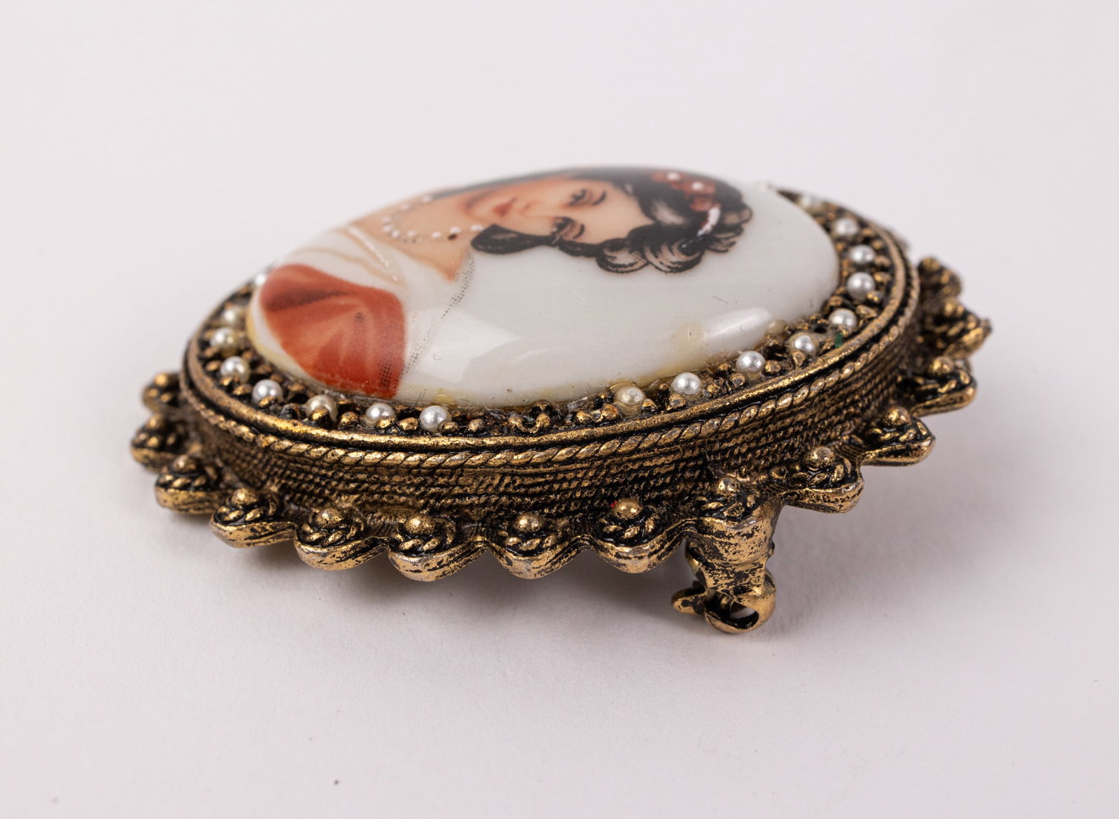 Vintage French Made Limoges Pendant Brooch - 3
