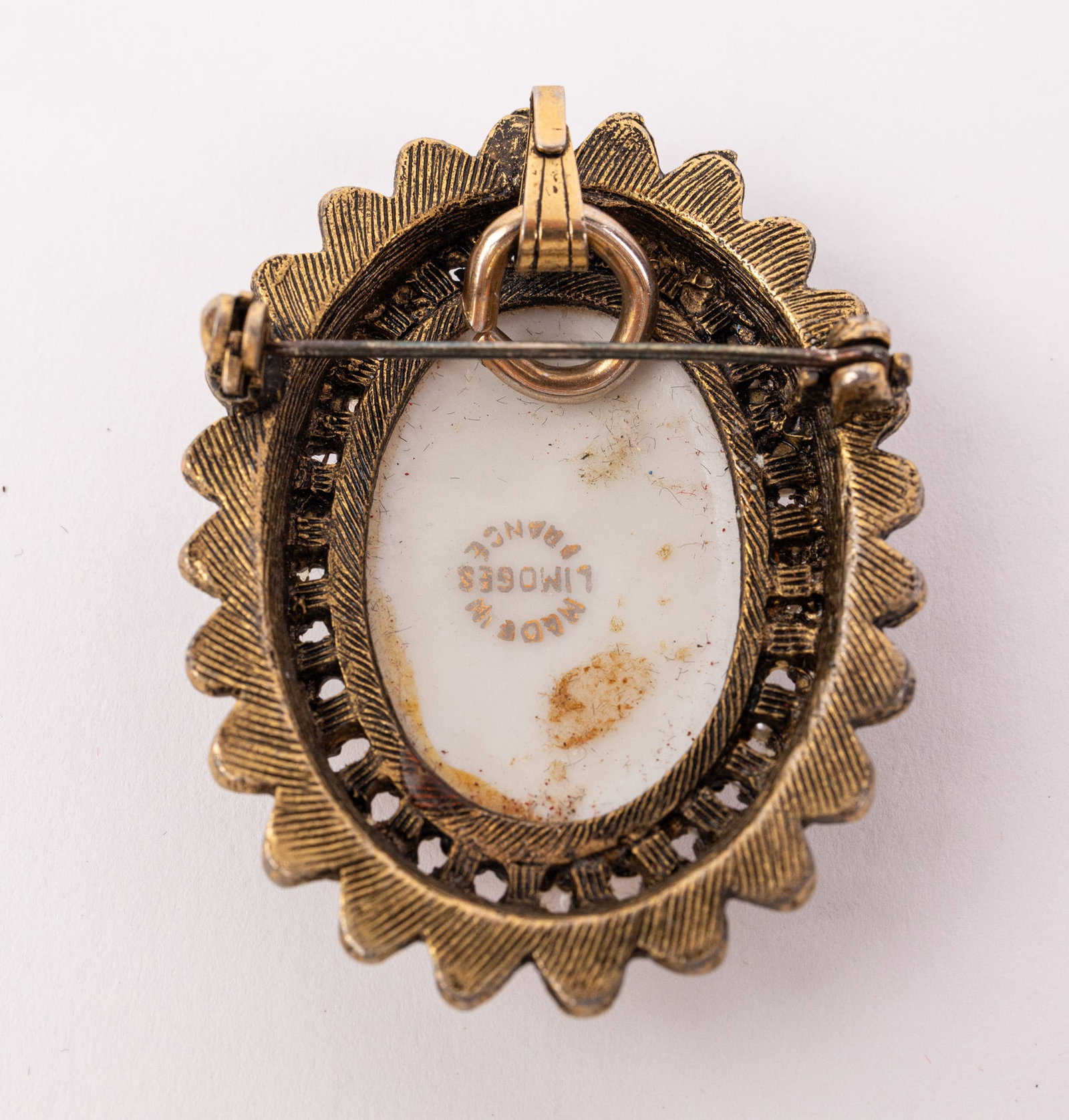 Vintage French Made Limoges Pendant Brooch - 4