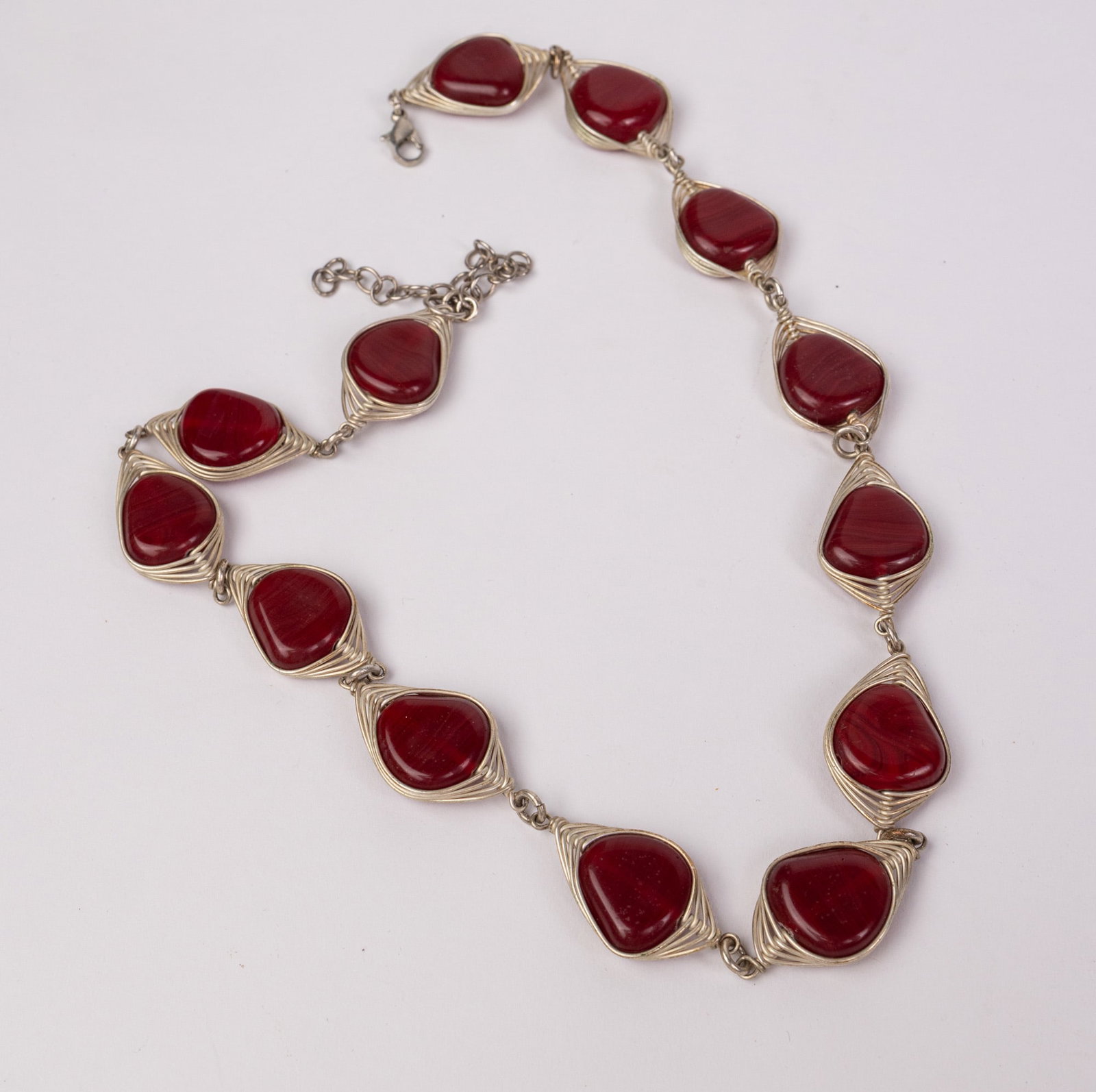 Rapt Heart Red Stone Necklace and Earrings Set - 5
