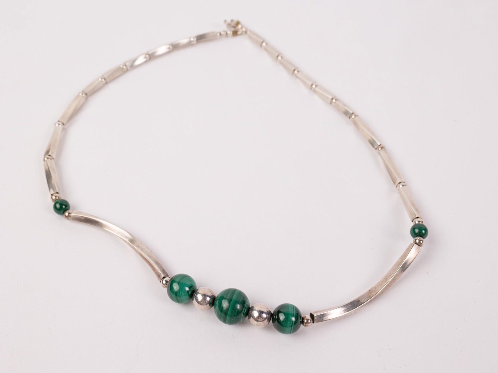 Grouping of Assorted Silver Jewelry ft. Malachite Necklace - 8