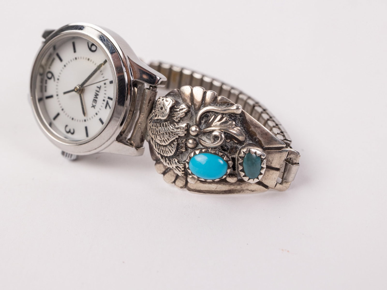 Timex Indiglo Wrist Watch with Silver and Turquoise Southwestern Band - 2