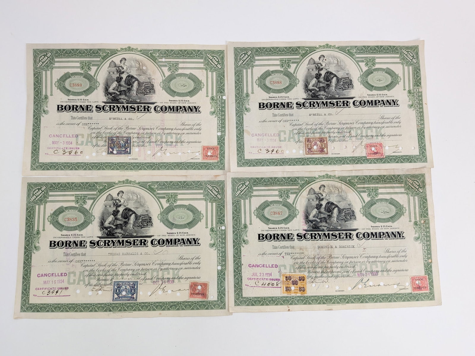 Borne Scrymser Company 19th Century Stock Certificates - 2