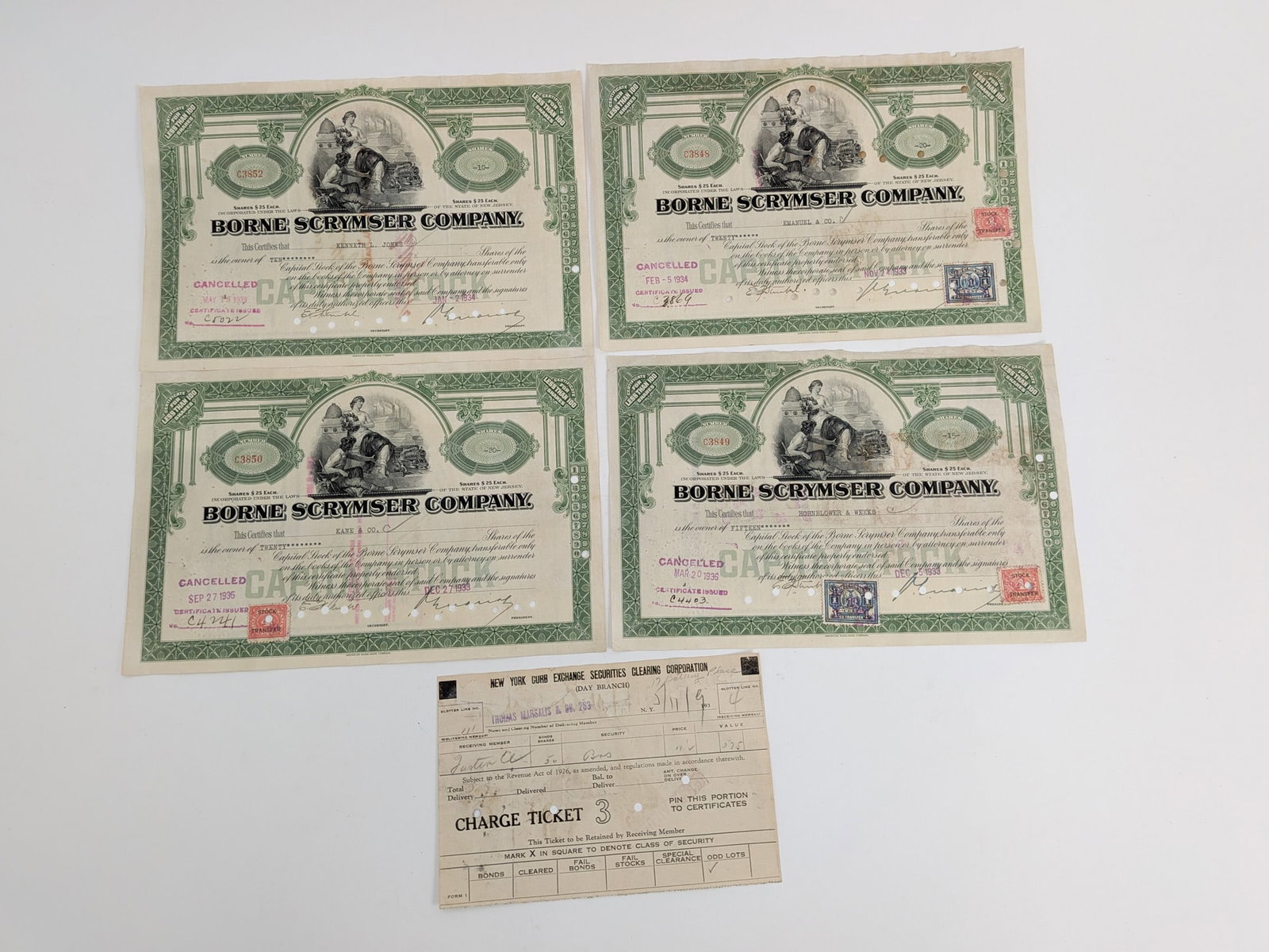 Borne Scrymser Company 19th Century Stock Certificates - 3