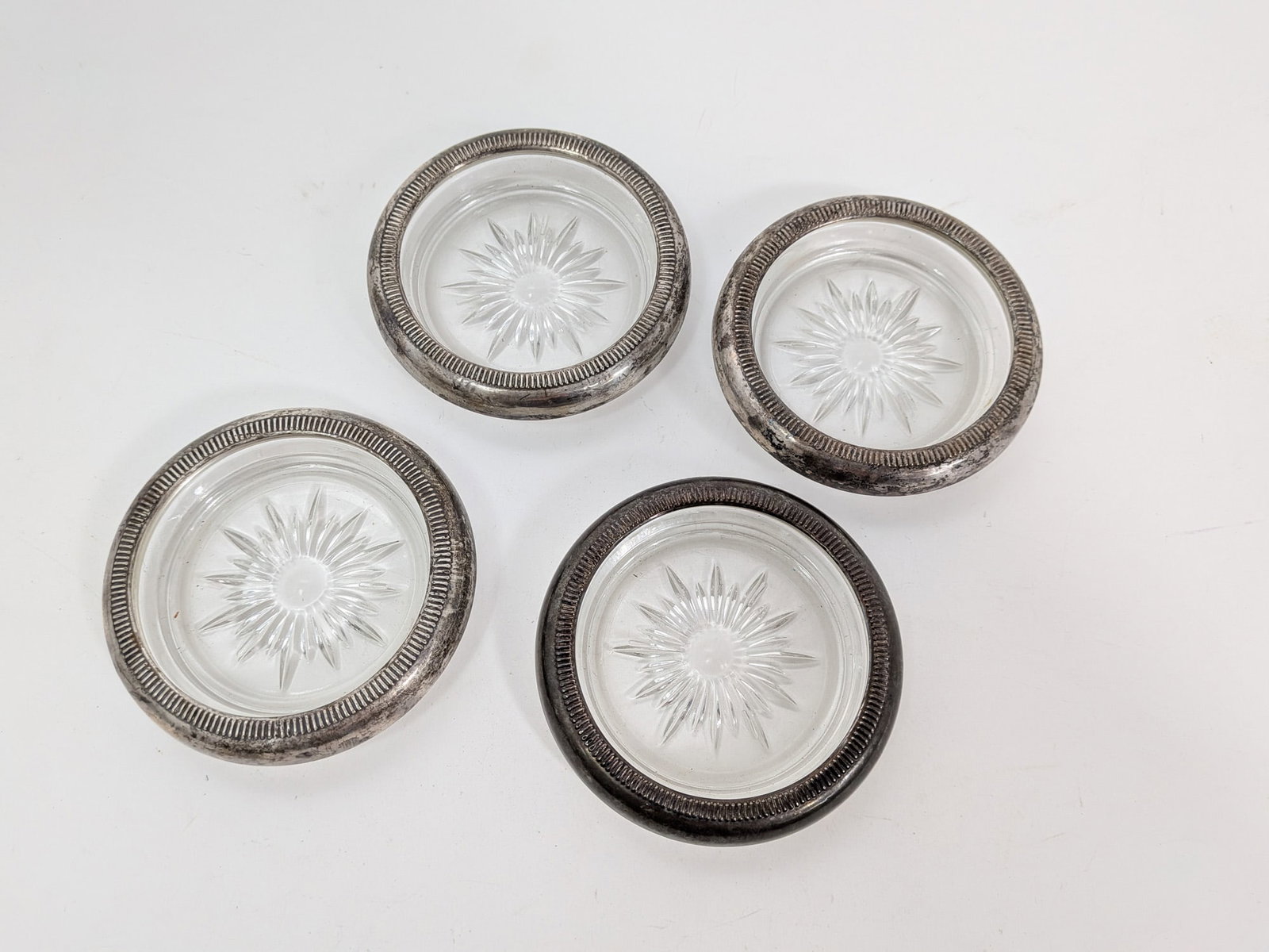 (4) Crown Sterling Silver Rimmed Coasters - 2