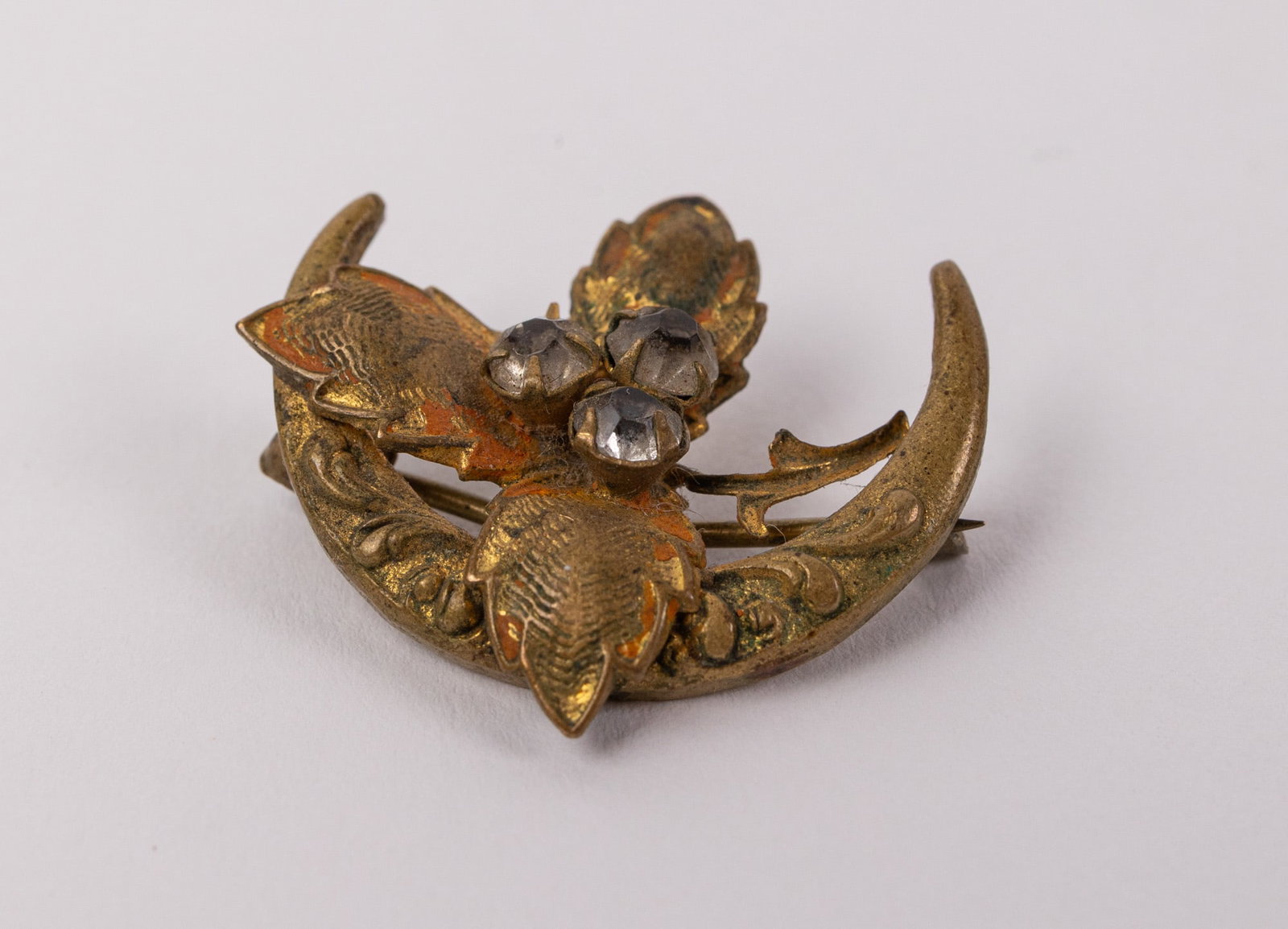 Antique Crescent Moon Brooch - 3