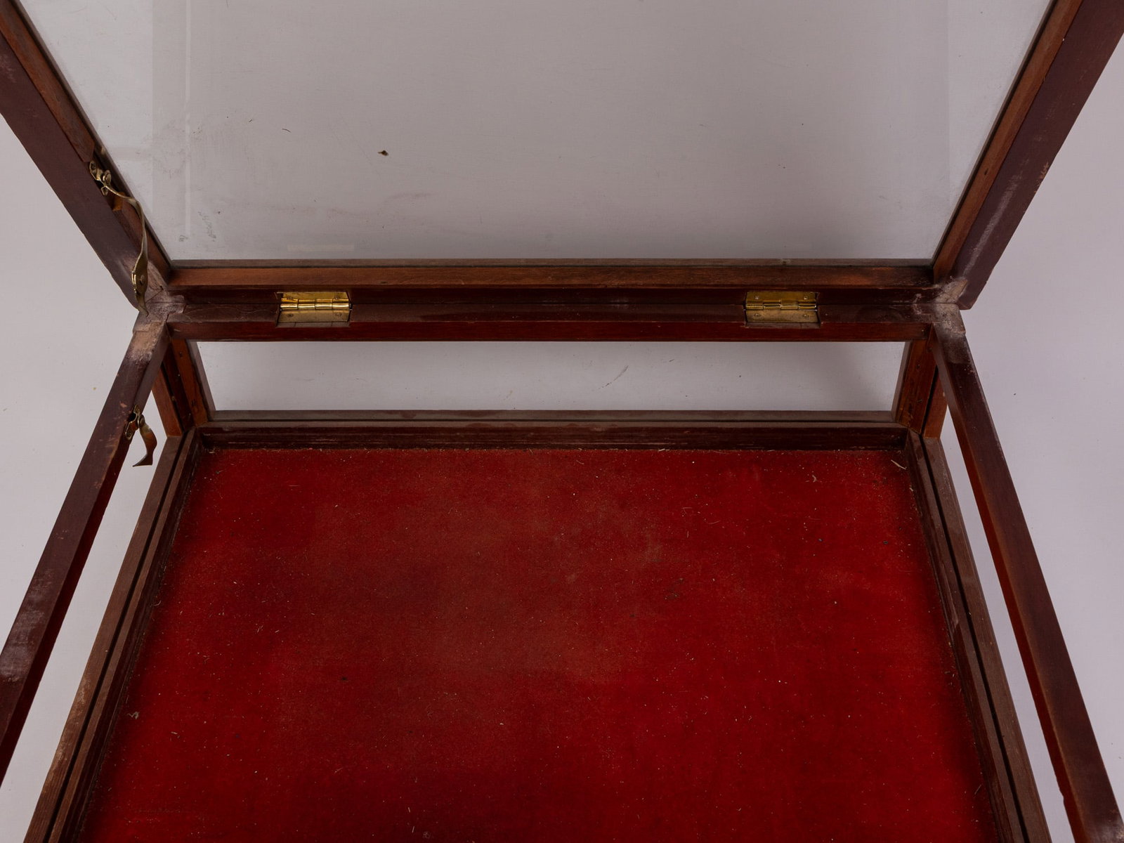 Vintage Wood Display Case with Red Backing - 3