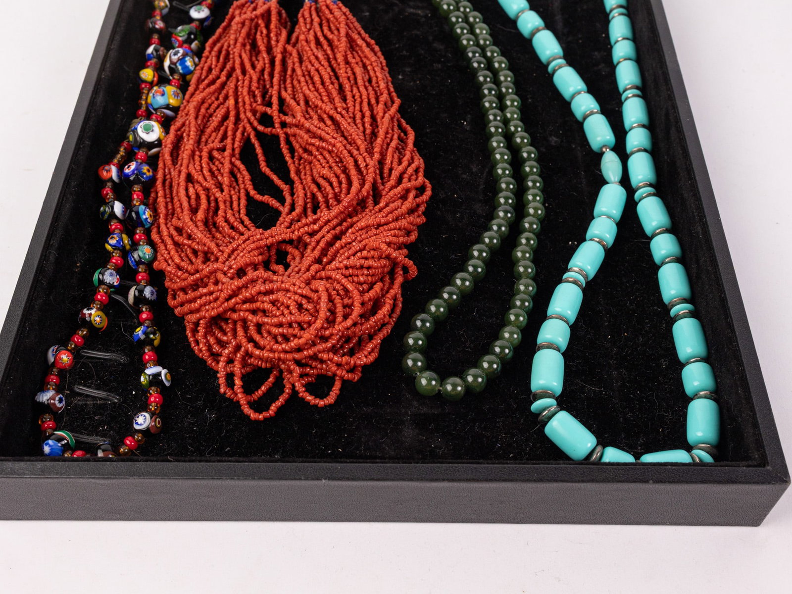 Four Vintage Necklaces Featuring Jade, Turquoise - 3