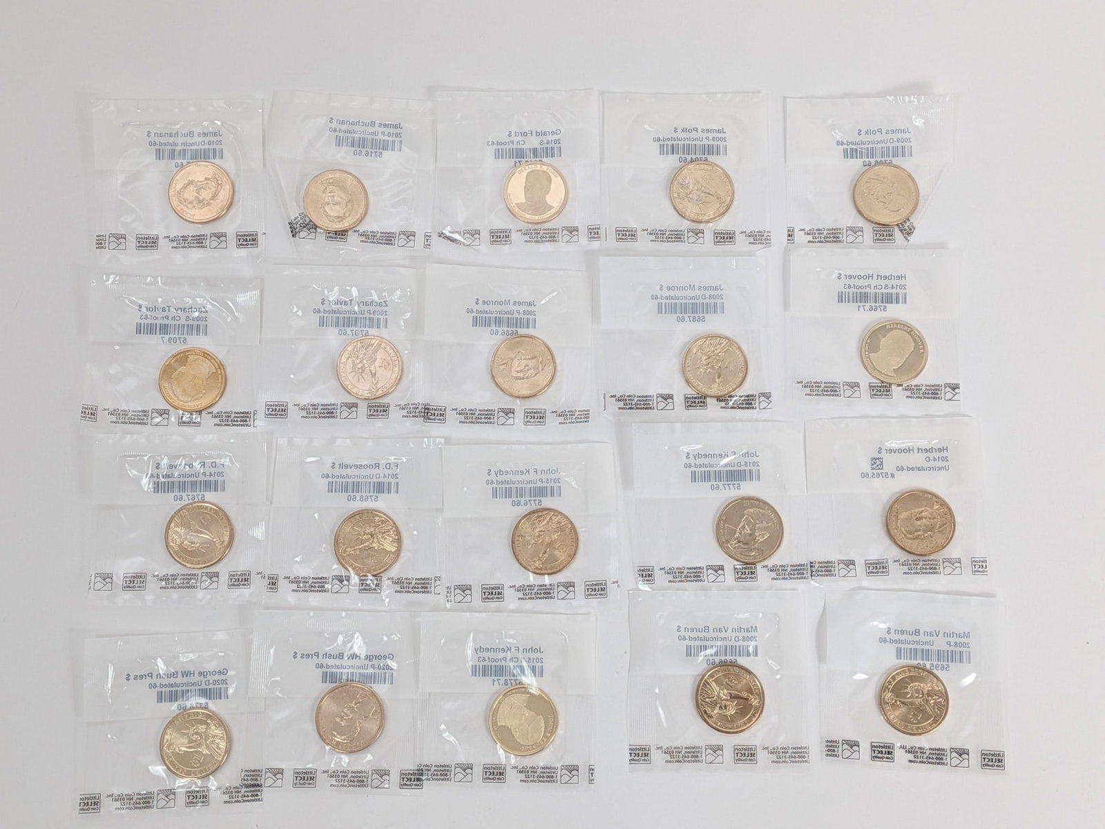 20 Uncirculated Presidential Dollars - 2