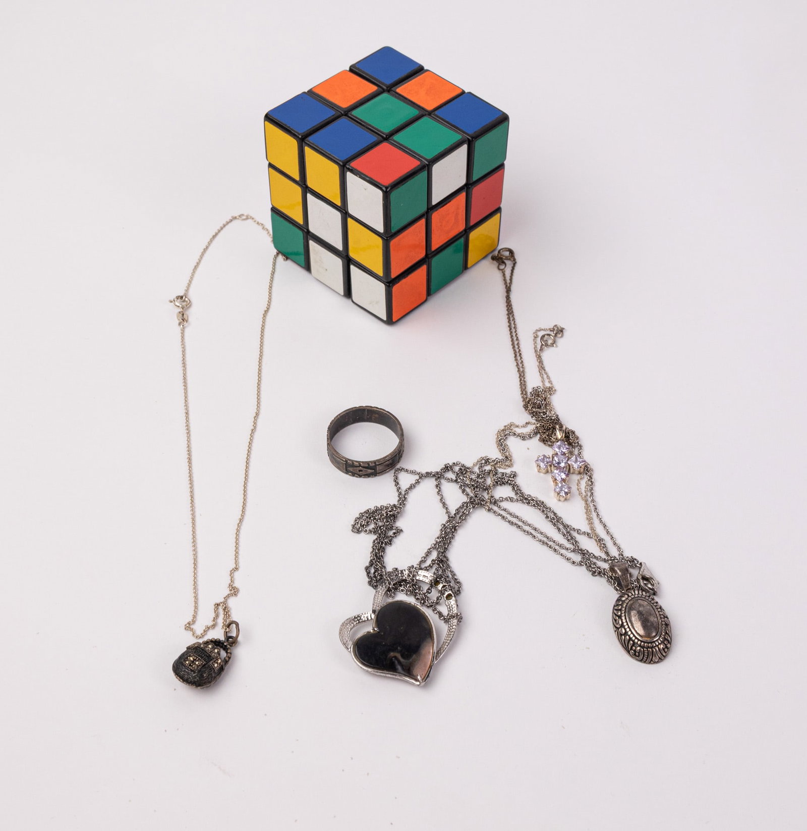 (4) Sterling Silver Necklaces and (1) Sterling Silver Ring - 2