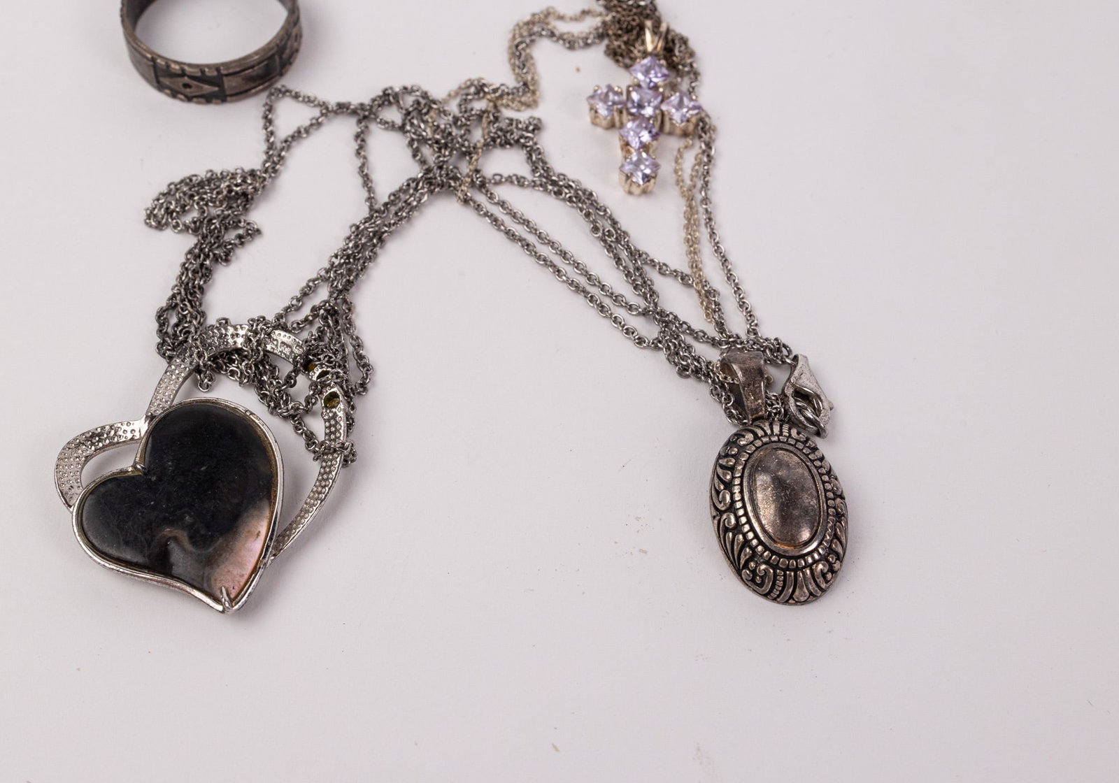 (4) Sterling Silver Necklaces and (1) Sterling Silver Ring - 4