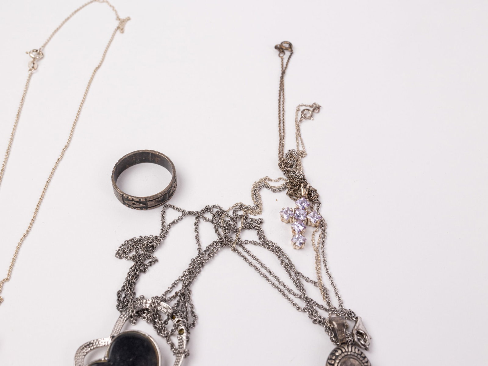 (4) Sterling Silver Necklaces and (1) Sterling Silver Ring - 5