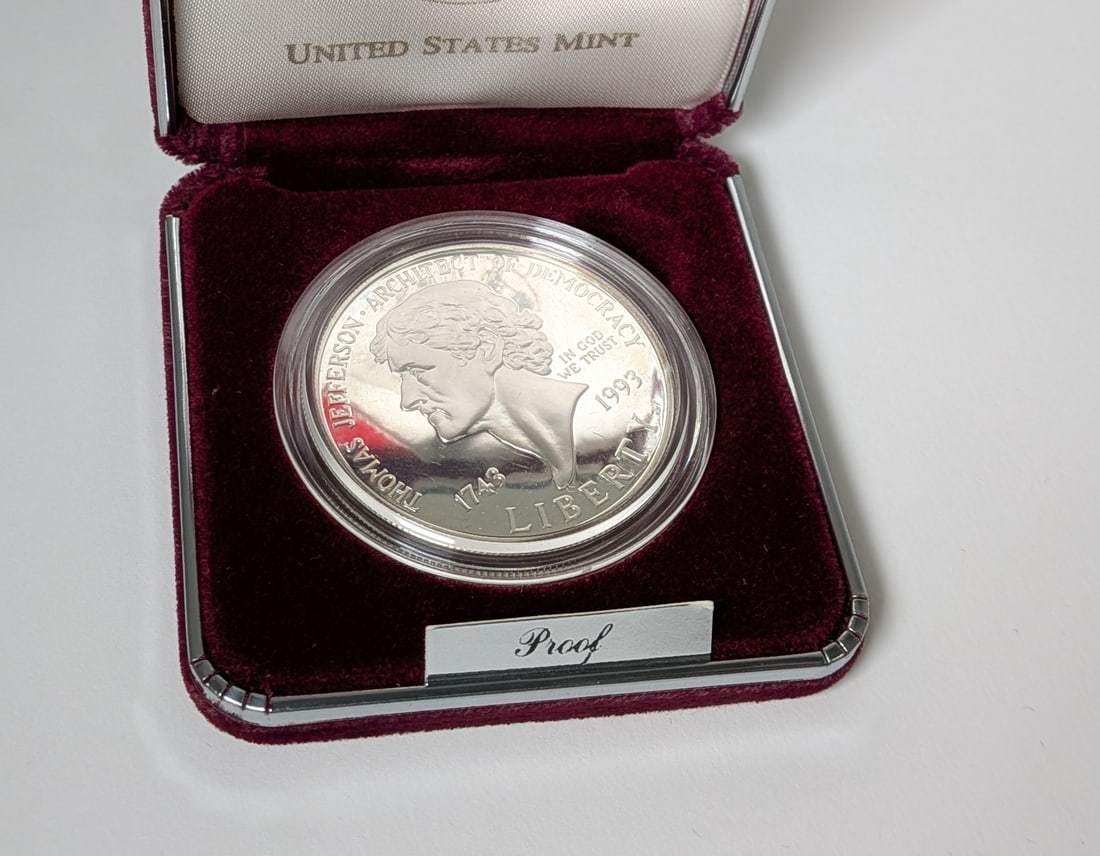 1993-S Proof Thomas Jefferson 250th Anniversary Silver Dollar - 2