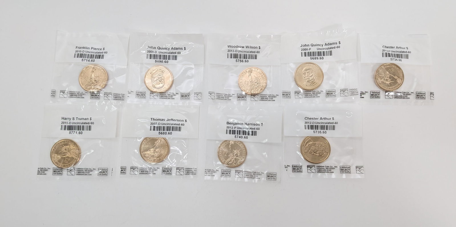 9 Uncirculated Presidential Dollars: 9 Uncirculated Presidential Dollars Literature Brooks Auction – Online Auction Terms & Conditions Contact: (856) 694-2960 | info@brooks.auction READ BEFORE YOU BID: We want you to feel