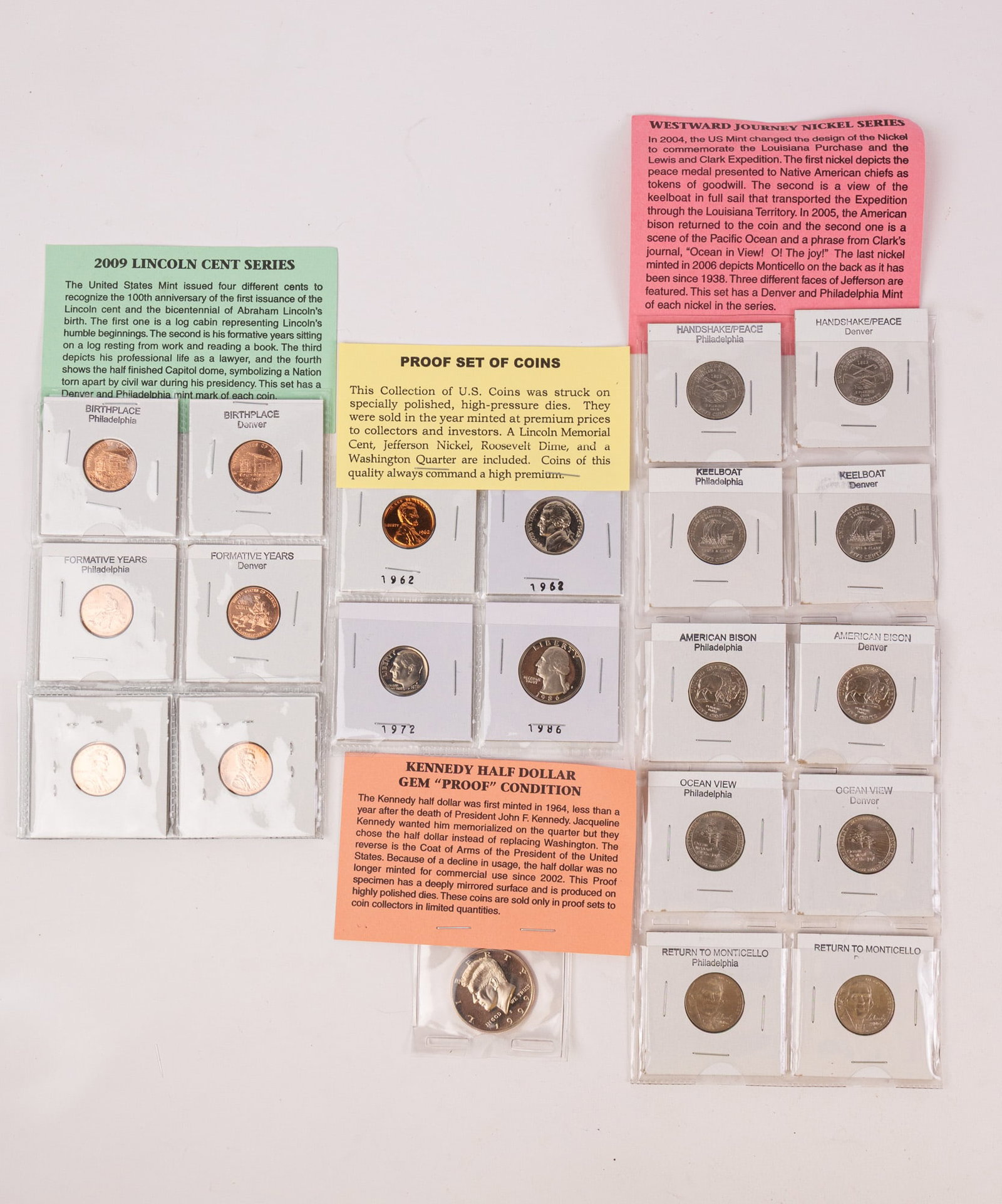 Assorted Commemorative United States Coins: 2009 Lincoln Cent Series - Westward Journey Nickel Series - Kennedy Half Dollar Gem "Proof" Condition - Proof set of US coins Literature Brooks Auction – Online Auction Terms & Conditions
