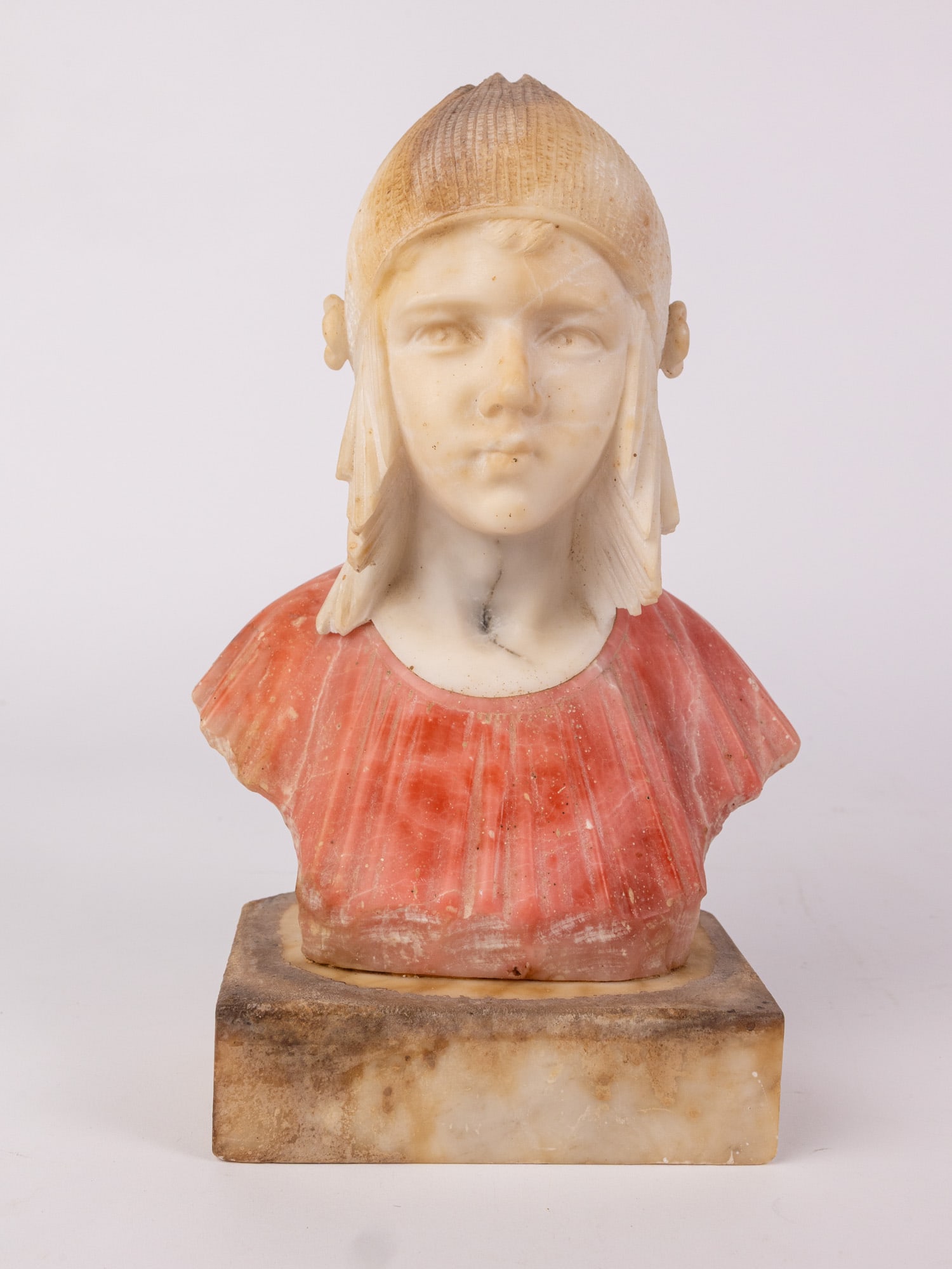 Mario Pedrini Signed Alabaster "Bust of a Girl with Knit Cap": Mario Pedrini Signed Alabaster "Bust of a Girl with Knit Cap" Size 11" H Literature Brooks Auction – Online Auction Terms & Conditions
