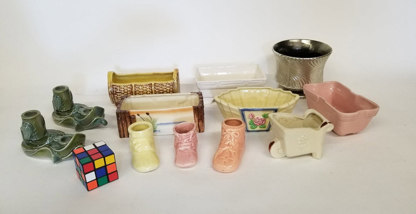 Assortment of Ceramic Succulent Planters ft. McCoy Floraline Swirl Planter - 2