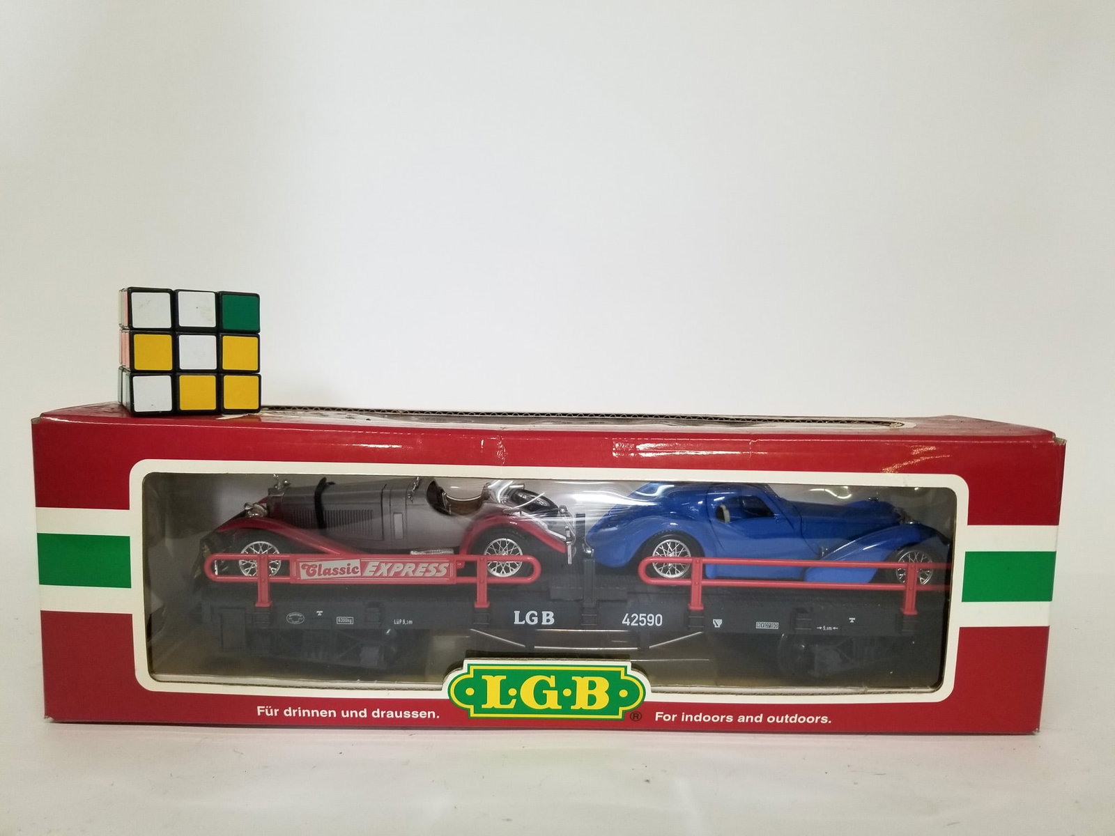 LGB Lehmann Gross Bahn #42590 Auto Transport Flat Train Car IOB - 2