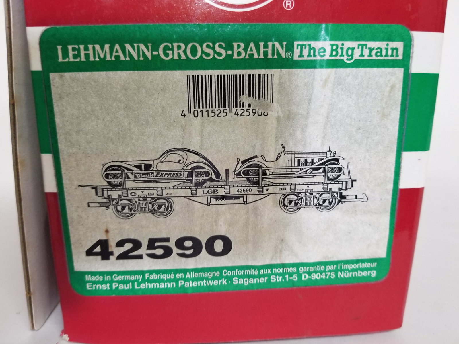 LGB Lehmann Gross Bahn #42590 Auto Transport Flat Train Car IOB - 5