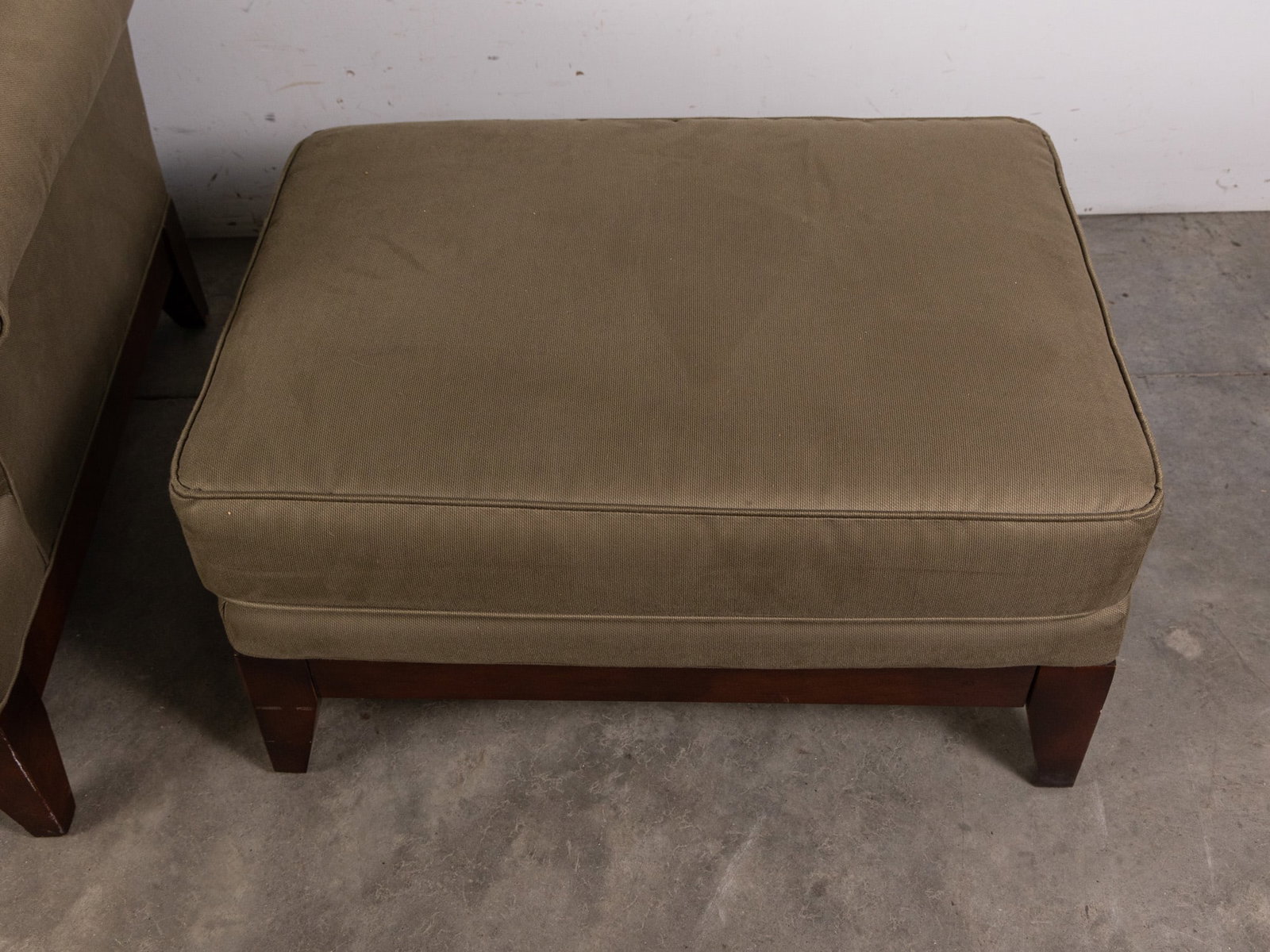 Olive Green Kincaid Custom Upholstery Armchair & Ottoman - 3