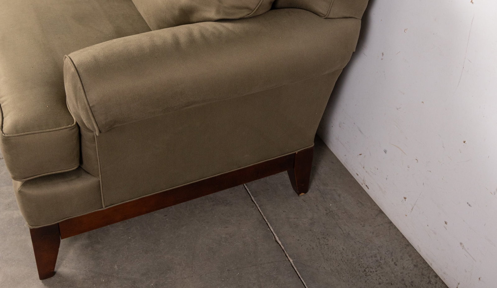 Olive Green Kincaid Custom Upholstery Armchair & Ottoman - 4