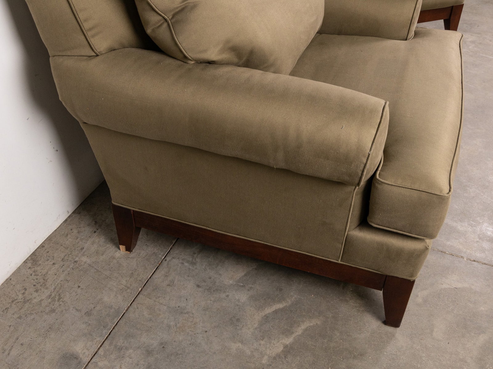 Olive Green Kincaid Custom Upholstery Armchair & Ottoman - 5