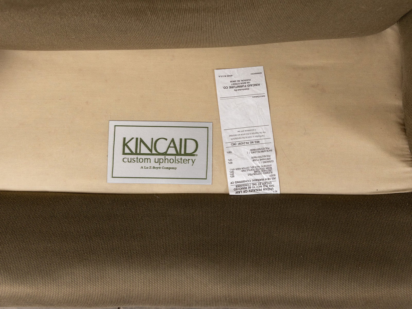 Olive Green Kincaid Custom Upholstery Armchair & Ottoman - 6