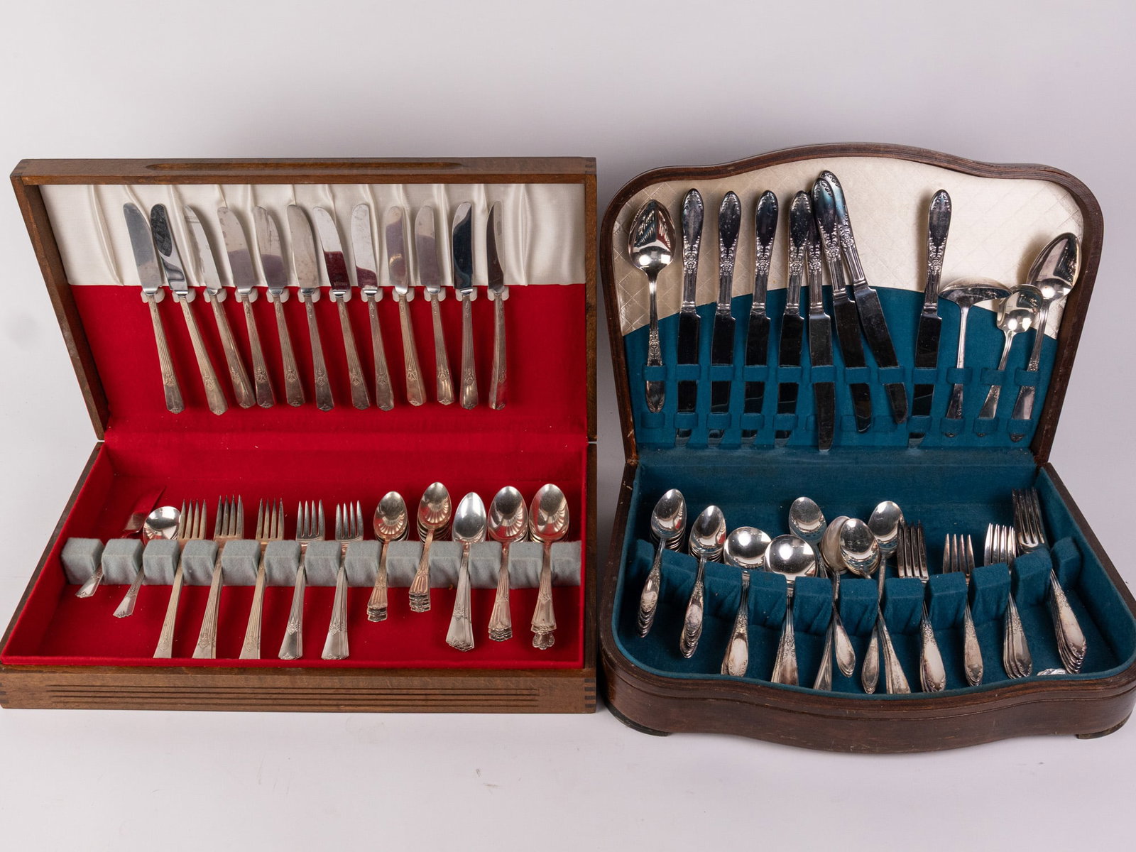 Two Vintage Silver Plated Utensil Sets in Wood Cases (1 of 5)