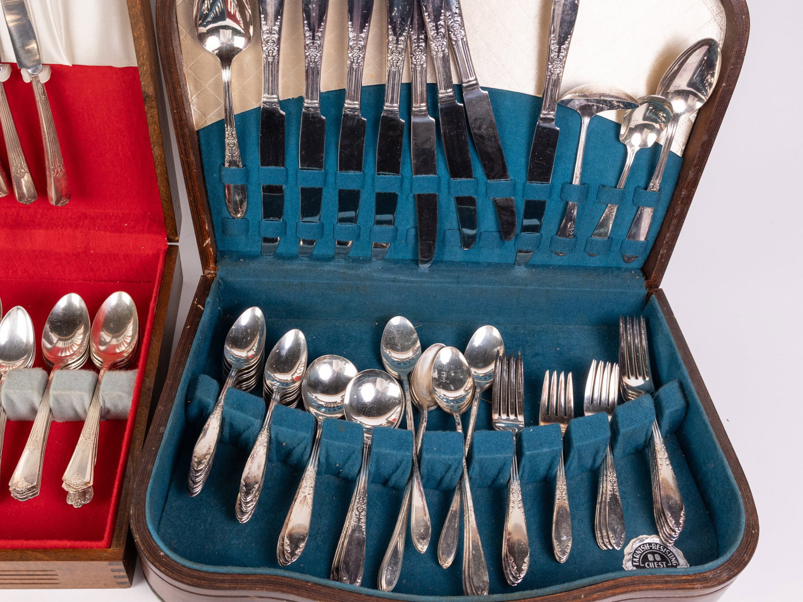 Two Vintage Silver Plated Utensil Sets in Wood Cases - 4