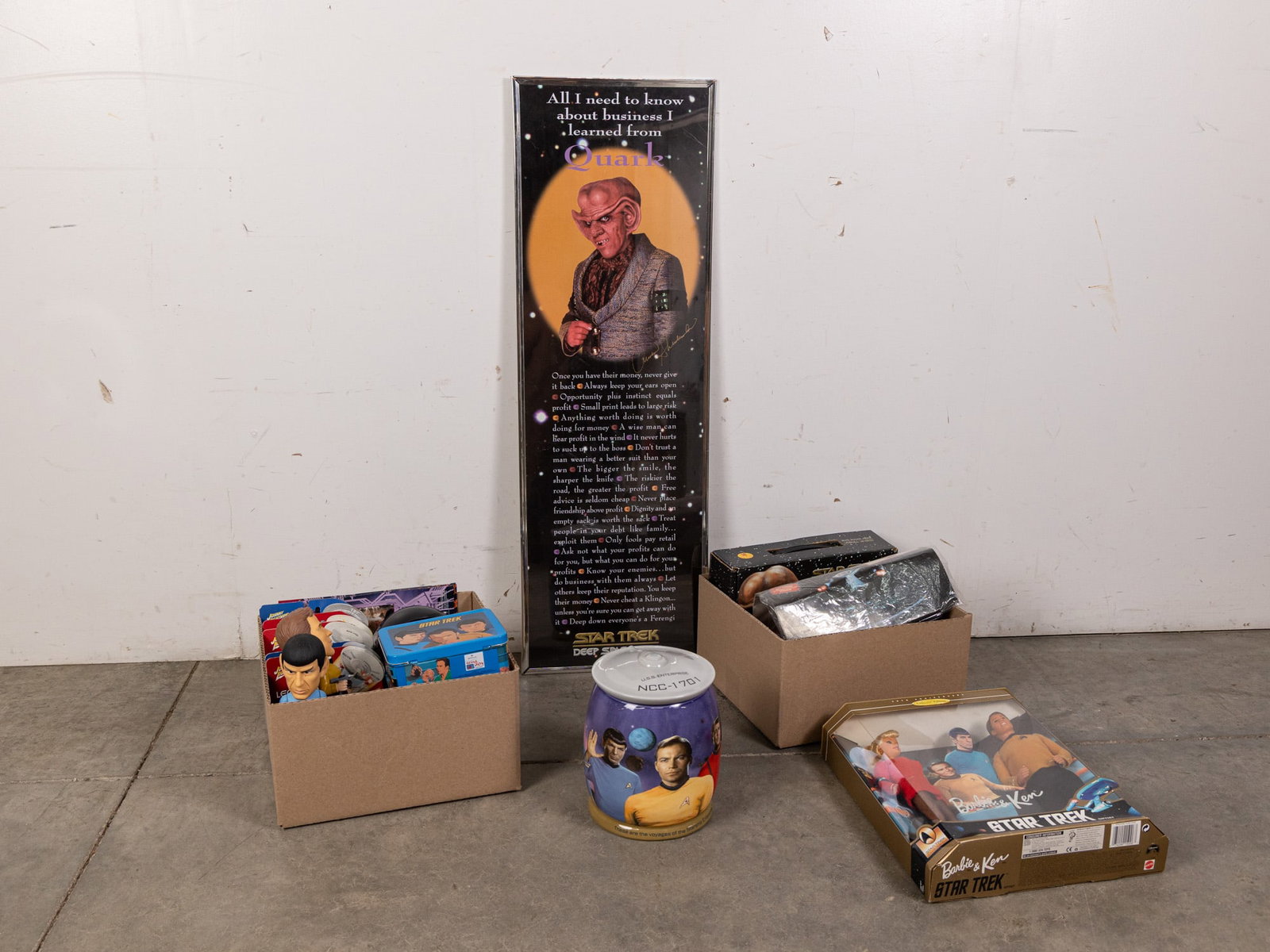 Assortment of Star Trek Memorabilia ft. "These Are The Voyagers" Cookie Jar: Assortment of Star Trek Memorabilia ft. "These Are The Voyagers" Cookie Jar Size 7" x 12" x 12" Literature Brooks Auction – Online Auction Terms & Conditions