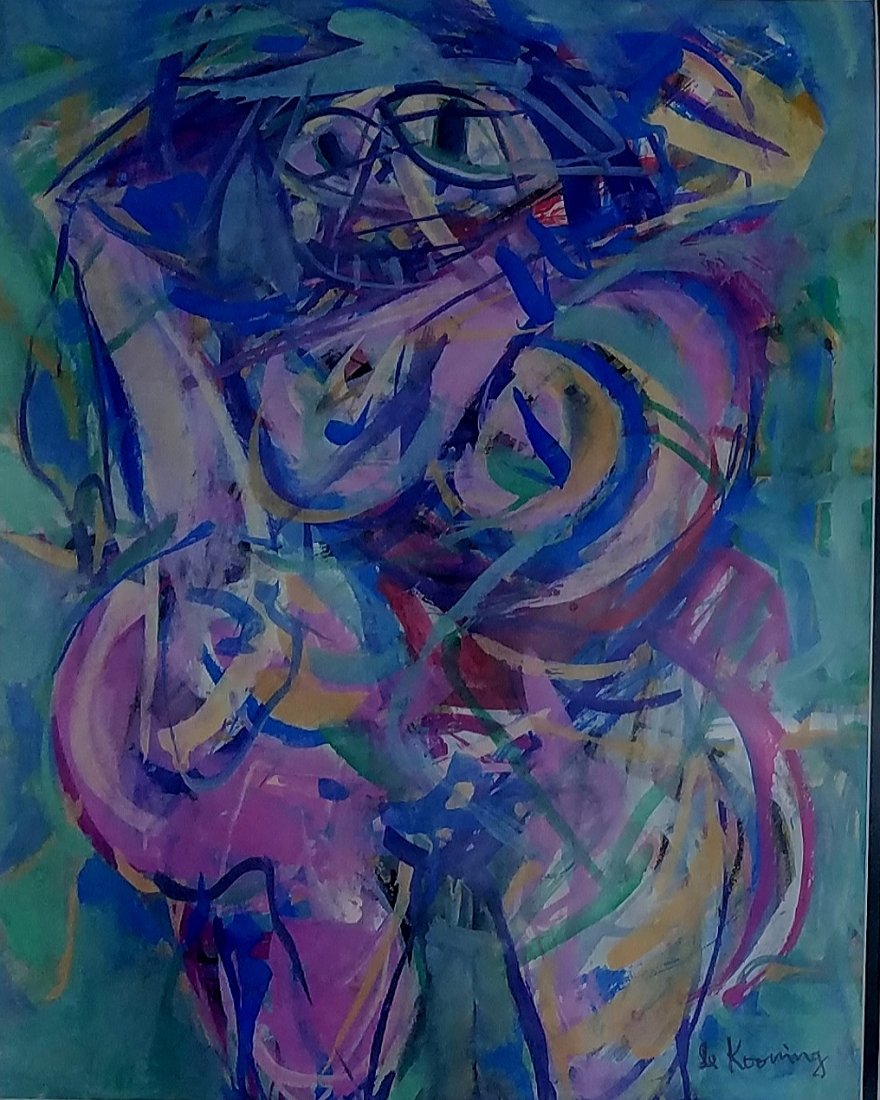 Willem de Kooning (Mixed media on paper): Willem de Kooning (Mixed media on paper) 10.5 x 8.5 inches COA by Laurence Lefflen