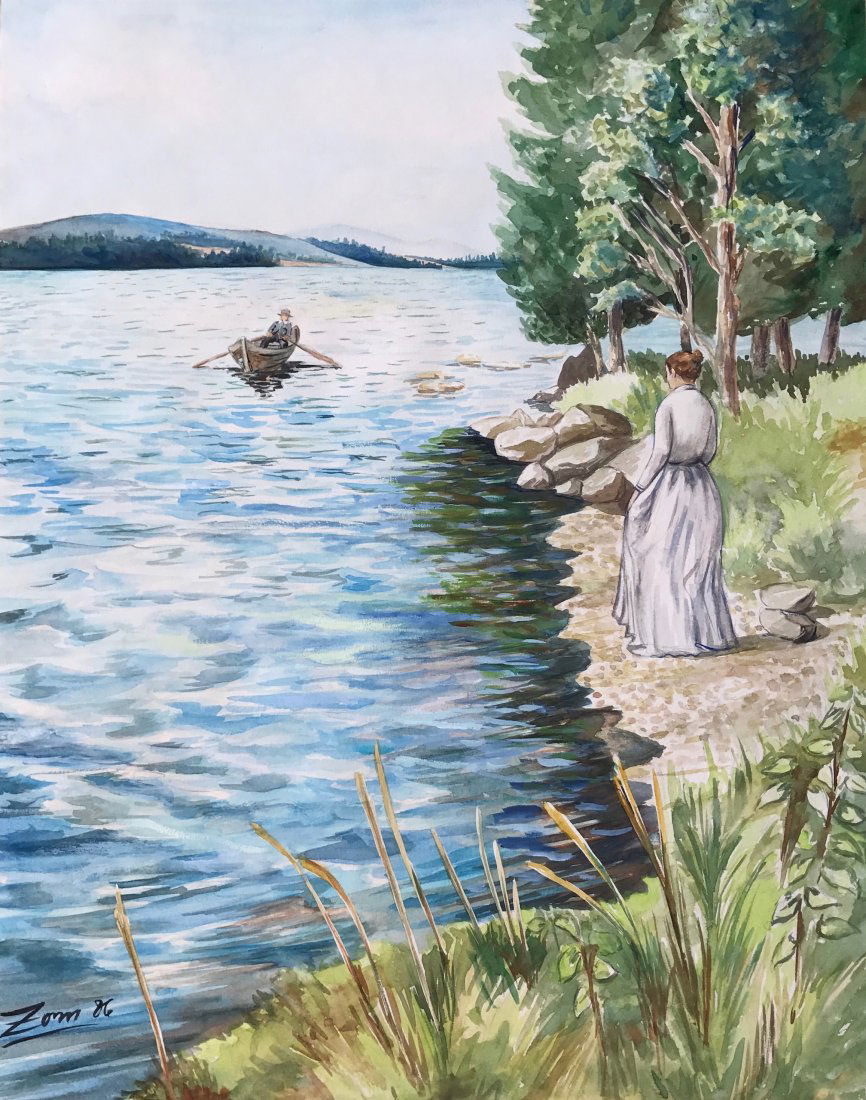 Anders Zorn (Watercolor on Paper): Anders Zorn. Watercolor on Paper dated 86. Dimensions 15 x 11 7/8” Provenance: Anonymous sale, Bukowskis, Stockholm, 29 September 1988. Acquired from the above sale by the present owner. Certificate