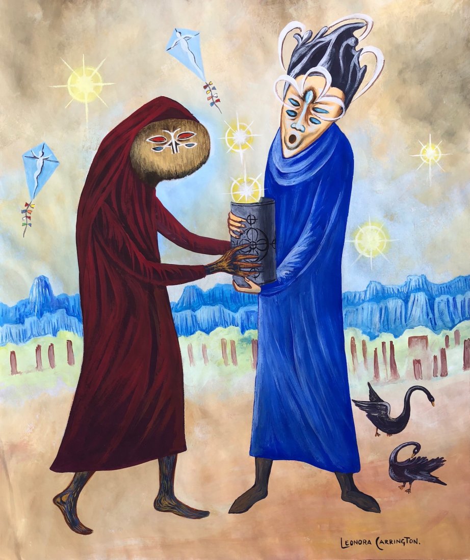 Leonora Carrington (Gouache on Paper): Leonora Carrington Gouache on Paper painting. Size: 15 x 12 5/8” Certificate of authenticity from Consejo Nacional par la cultura y las artes , Intituto nacional de bellas artes. (UNAM) Universidad 