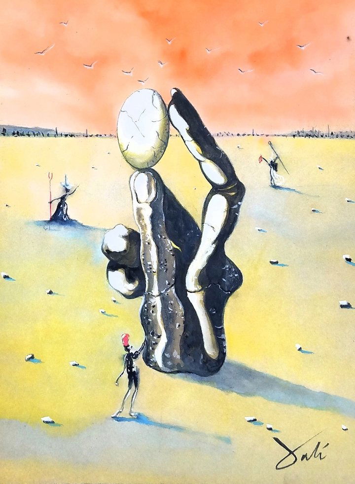 Watercolor on paper Painting signed Dali (1 of 1)