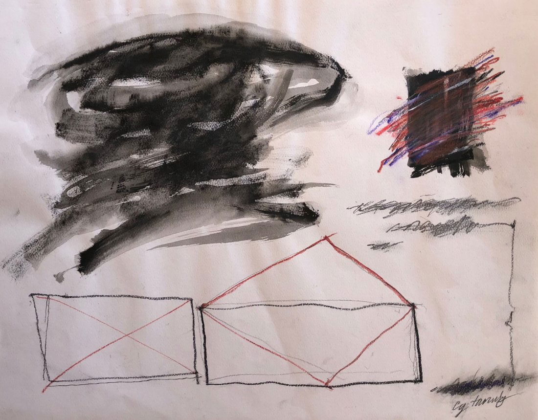 Cy Twombly Painting: Painting, Mixed media on paper size 11 x 14” Provenance: Adquired directly from the artist in 2004 in the city of Roma. The Painting is framed. Cy Twombly (1928-2011)