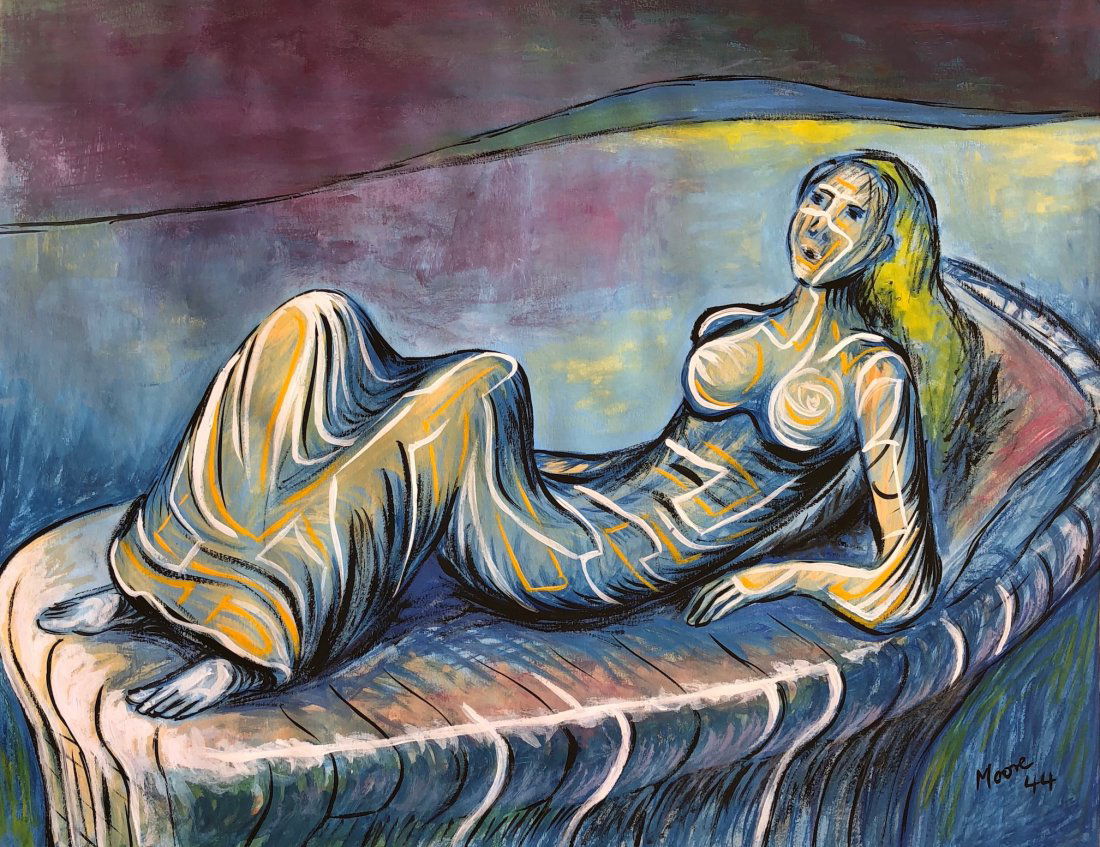 Gouache on paper Henry Moore painting (1 of 3)