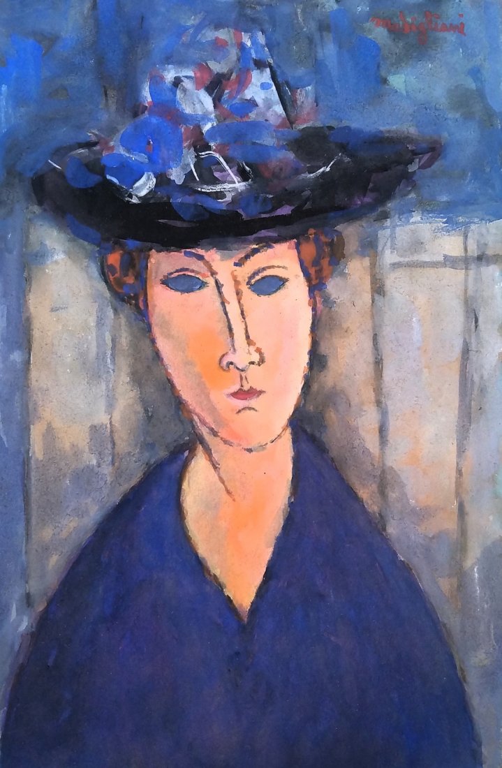 Signed Modigliani Watercolor on paper painting (1 of 1)