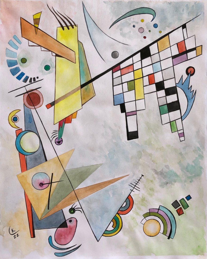 Wassily Kandinsky(Watercolor on paper): Wassily Kandinsky(Watercolor on paper) signed K22 lower left. 14 3/4 X 11 3/4"The painting is in good condition and is framed.