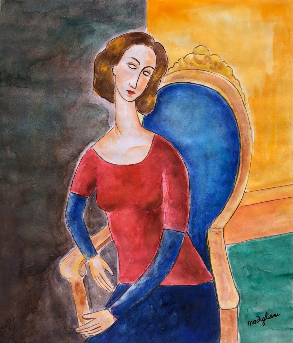 Amedeo Modigliani (Watercolor on paper) (1 of 3)