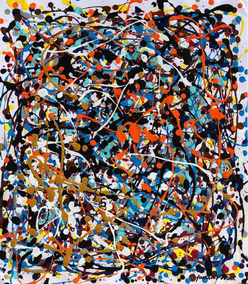 Signed Jackson Pollock (Gouache on paper) (1 of 3)