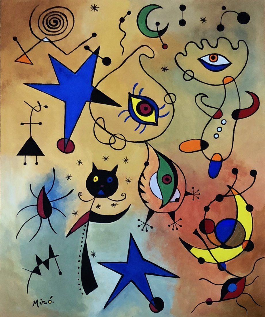 Gouache on Paper Painting Signed Miro (1 of 3)