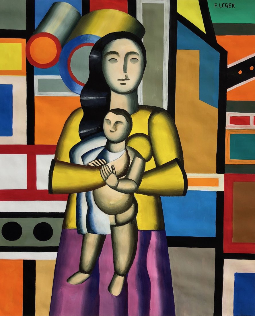 Gouache on paper painting signed F. Leger. (1 of 3)