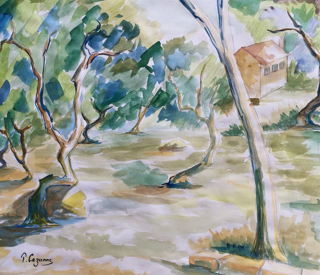 Signed P. Cezanne (Watercolor on paper) (1 of 3)