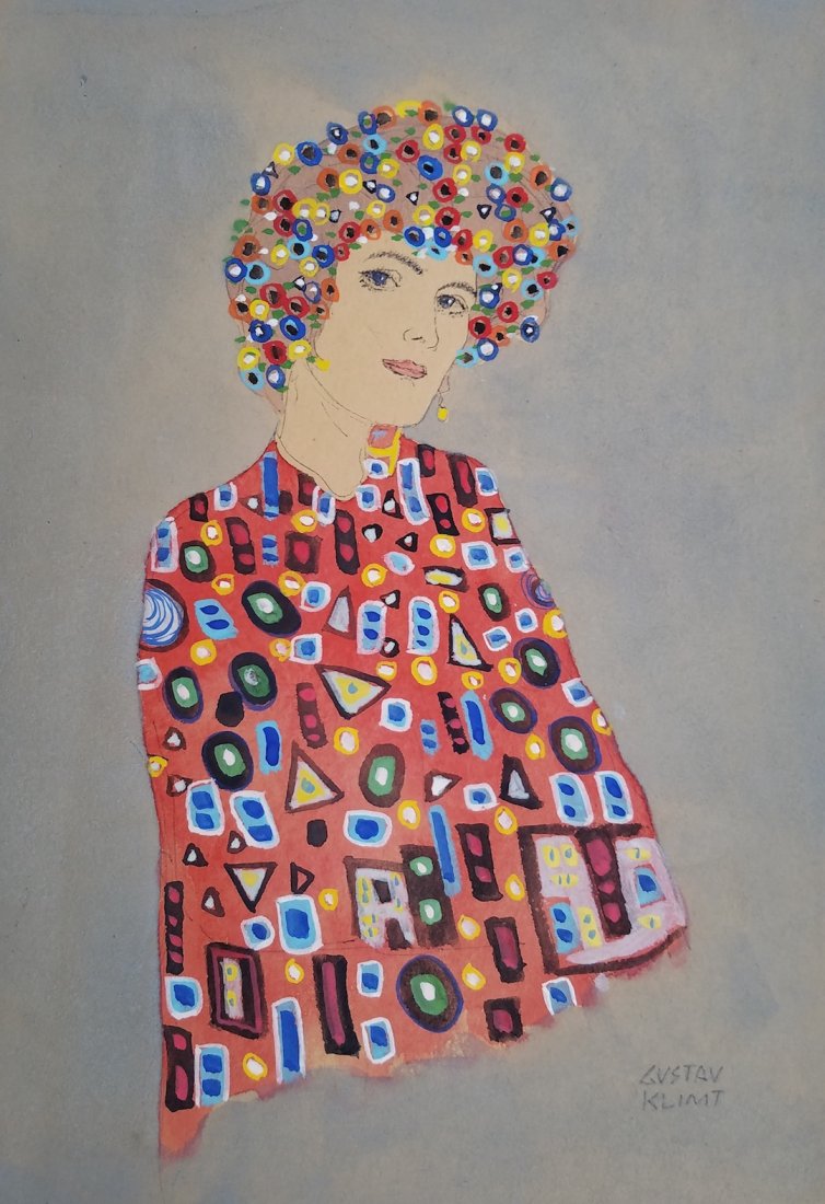 Signed Gustav Klimt (Watercolor on paper): Watercolor on paper painting signed lower right Gustav Klimt size: 10 3/8 by 7.5 inches. The painting is framed.