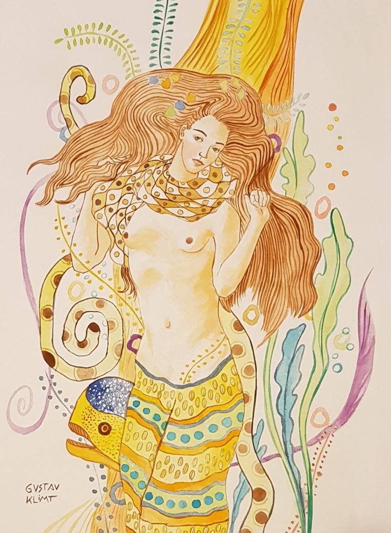 Gustav Klimt (Watercolor on Paper): Gustav Klimt Watercolor on Paper, Painting signed Gustav Klimt Lower Left. Size: 14 1/4 x 10 1/2” Provenance: Private Collection Los Angeles California, Certificate of authenticity included . Gustav