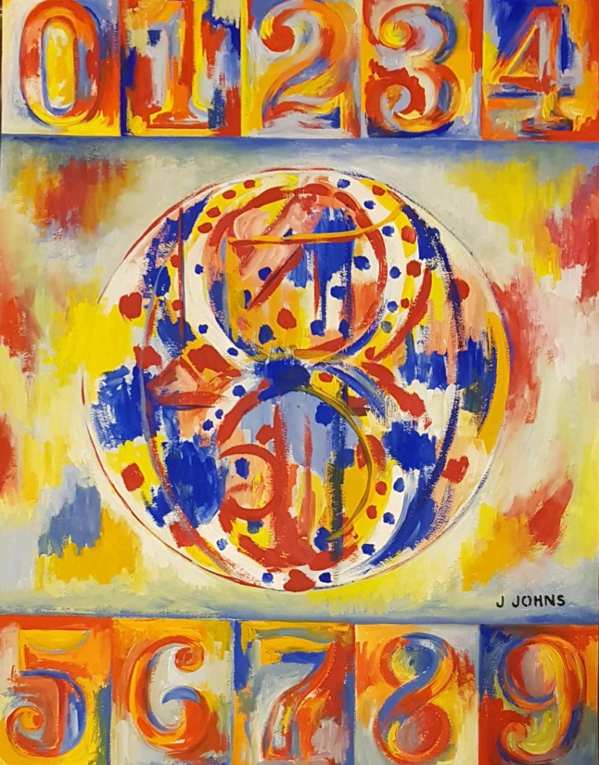 Signed J. Johns (Gouache on Paper) (1 of 3)