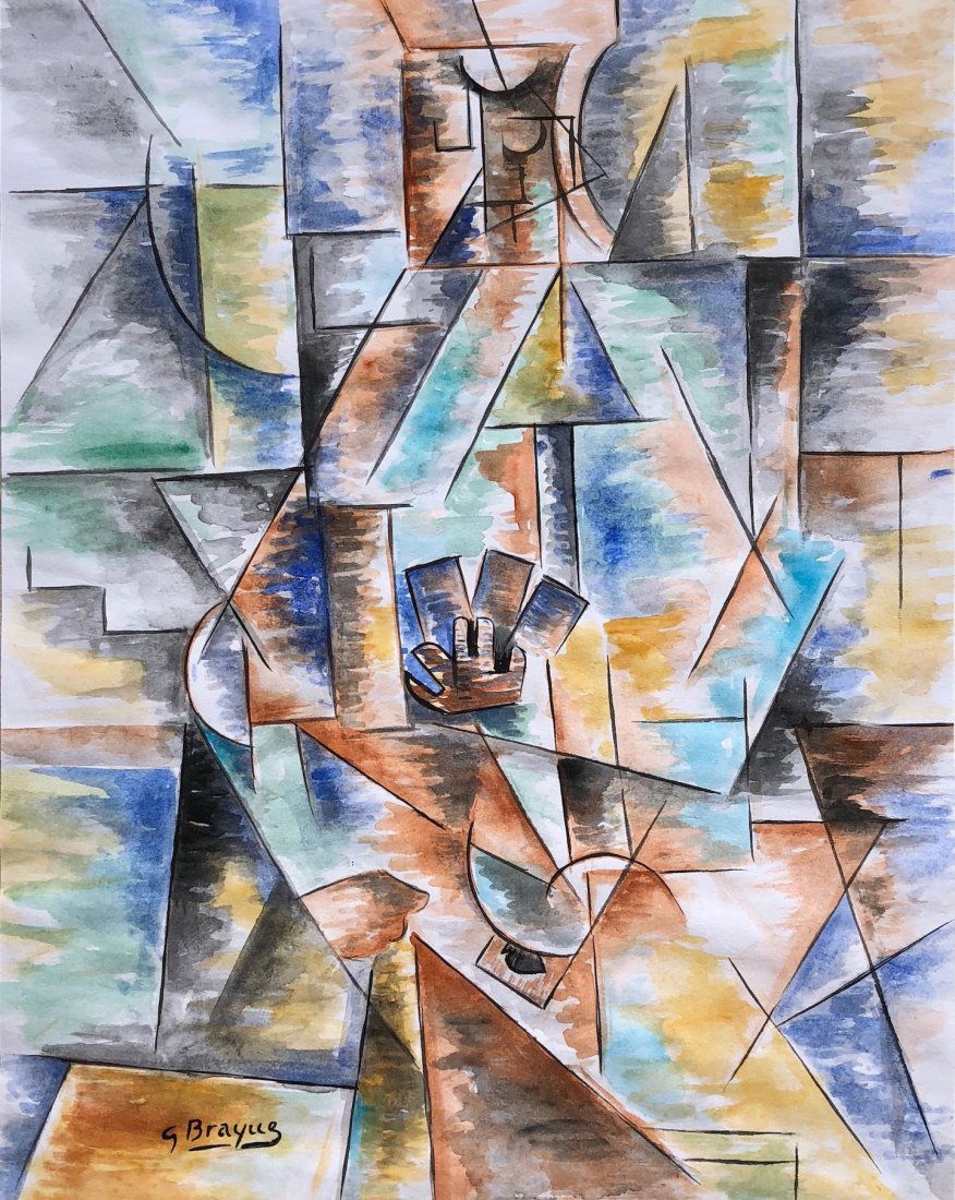 Signed G. Braque (Watercolor on paper) (1 of 3)